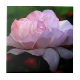 Heavenly Pink Rose Floral Art Tile