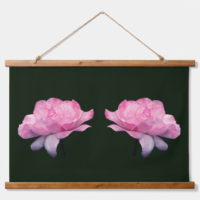 Heavenly Pink Rose Flower Twins Hanging Tapestry (Front)