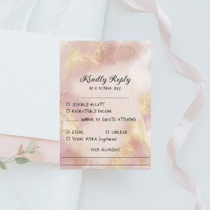 Heavenly Pink Watercolor Wedding RSVP Card