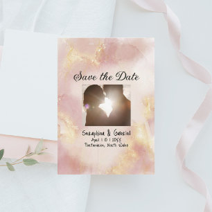 Heavenly Pink Wedding Save The Date Card