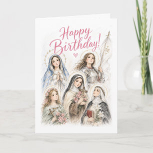 Heavenly Princesses Catholic Birthday Card
