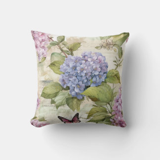 Heavenly Purple Hydrangea and Butterfly Harmony Cushion
