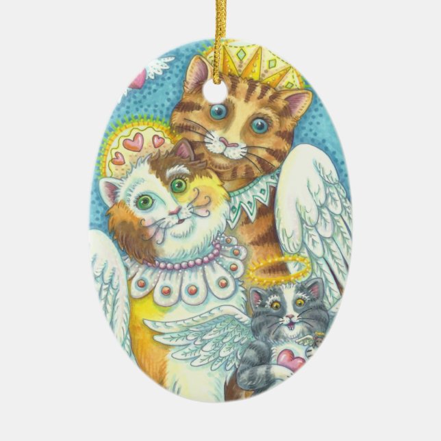 HEAVENLY PURRS CAT ANGELS CHRISTMAS ORNAMENT (Front)