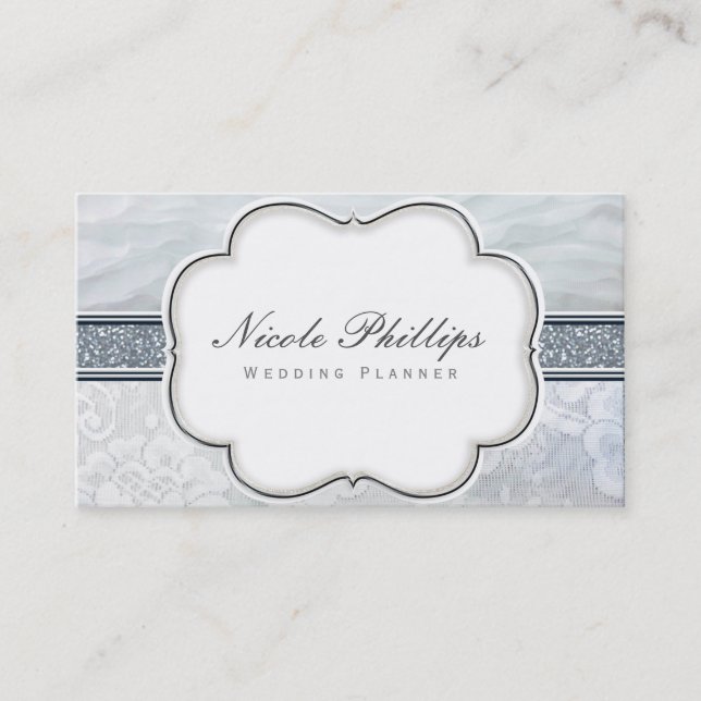Heavenly Ruffles & Lace Wedding Chic Business Card (Front)