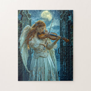 Heavenly Serenity Female Angel with a Violin Jigsaw Puzzle