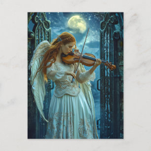 Heavenly Serenity Female Angel with a Violin Postcard