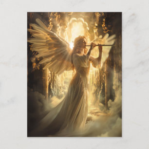Heavenly Serenity Female Angel with Flute Postcard