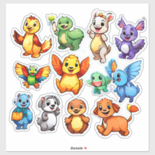 Heavenly set of cartoon animal stickers