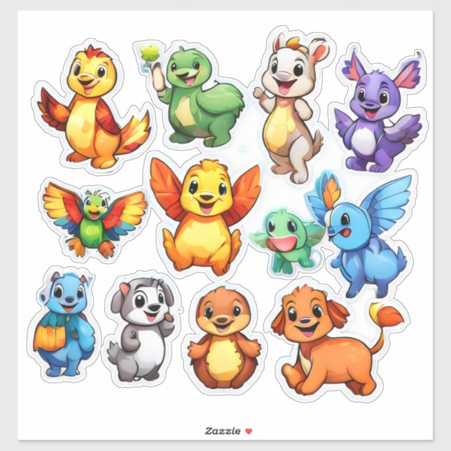 Heavenly set of cartoon animal stickers (Sheet)