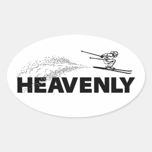 Heavenly Ski Resort California Nevada Ski Jumper Oval Sticker