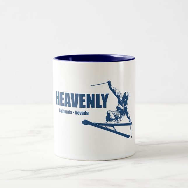 Heavenly Ski Resort California Nevada Skier Two-Tone Coffee Mug (Center)