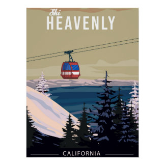 Heavenly Ski Travel resort poster vintage