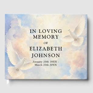 Heavenly Sky Dove Celebration of Life Funeral Guest Book
