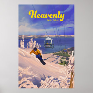 Heavenly Snowboarding Travel Poster