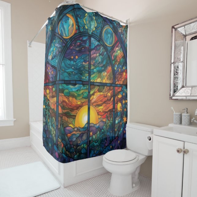 Heavenly Stained Glass Artwork Shower Curtain (In Situ)