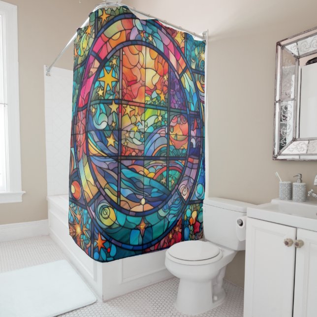 Heavenly Stained Glass Artwork Shower Curtain (In Situ)