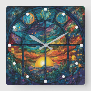 Heavenly Stained Glass Artwork Wall Clock