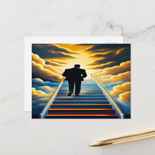 Heavenly Stairs Christian Art Postcard (Front/Back In Situ)