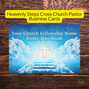 Heavenly Steps Cross Church Pastor Business Cards