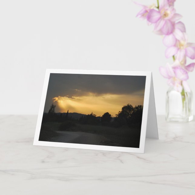 Heavenly Sun Rays in Sky Landscape Card (Orchid)