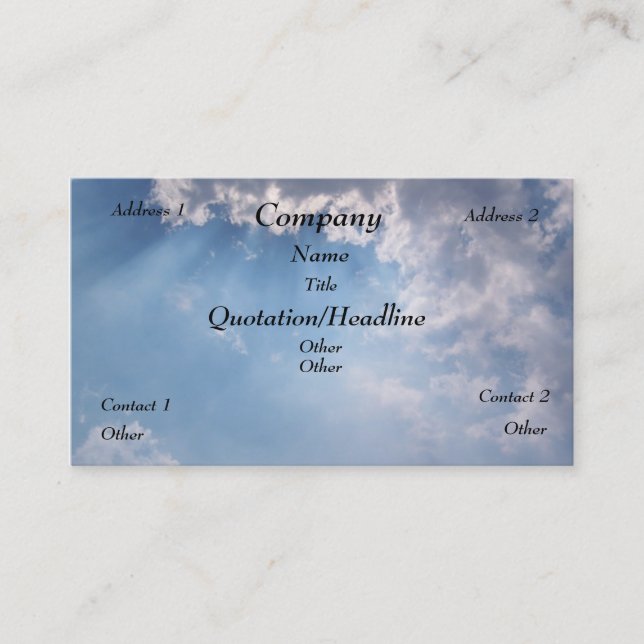 Heavenly Sunny Sky Business Card (Front)