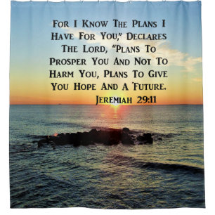 HEAVENLY SUNRISE JEREMIAH 20:11 VERSE SHOWER CURTAIN