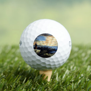 Heavenly Sunrise of American Flag in County   Golf Balls