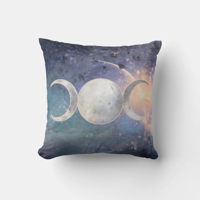 Heavenly Universe Triple Moon Goddess Moonstone Cushion (Front)