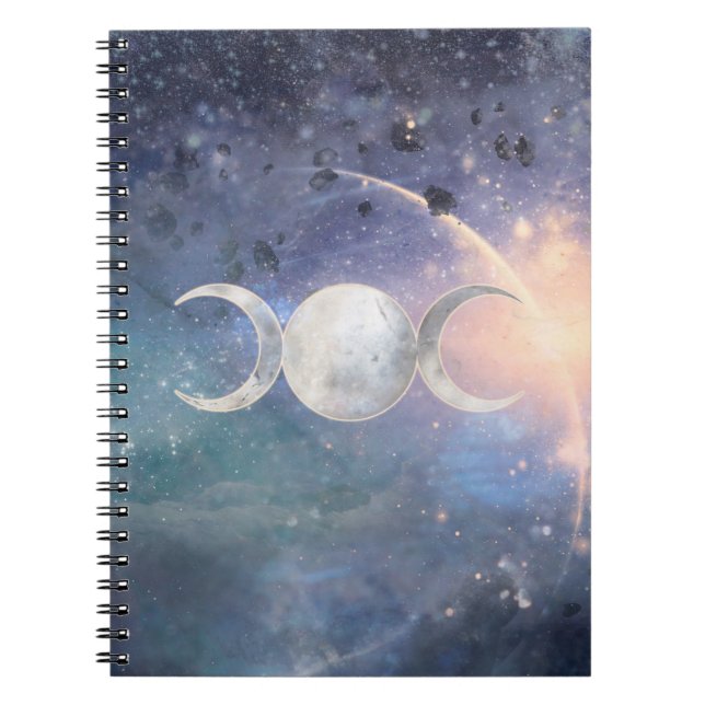Heavenly Universe Triple Moon Goddess Moonstone Notebook (Front)