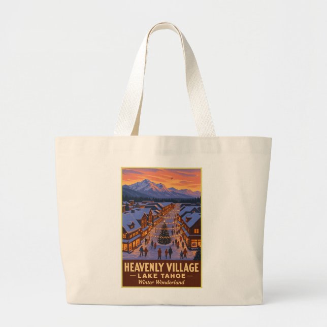 Heavenly Village Lake Tahoe Winter Wonderland  Large Tote Bag (Front)