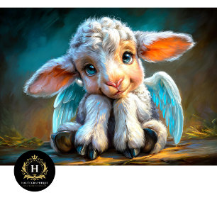 Heavenly Winged Baby Lamb Angel Decoupage Tissue Paper