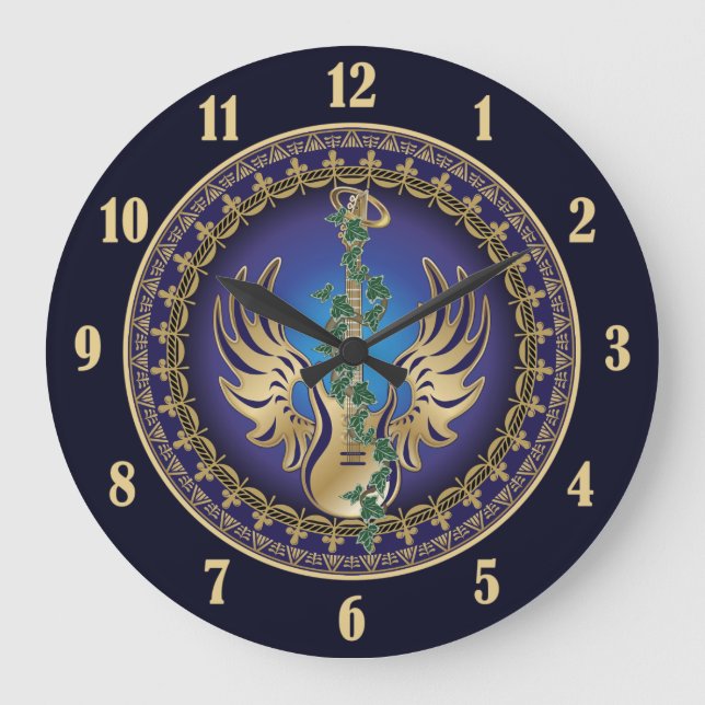 Heavenly Winged Guitar Large Clock (Front)