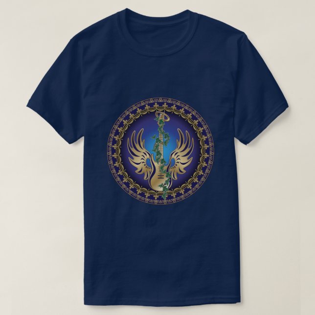 Heavenly Winged Guitar T-Shirt (Design Front)