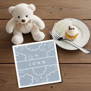  HeavenlyPersonalized Name Angel Halo Cloud Blue   Napkin