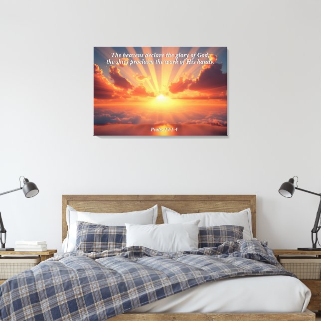 Heavens Declare the Glory: God & Creation Verse Canvas Print (Insitu(Bedroom))