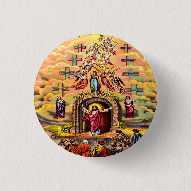 Heaven's gate Jesus embraced by angels 3 Cm Round Badge (Front)