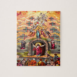 Heaven's gate Jesus embraced by angels Jigsaw Puzzle