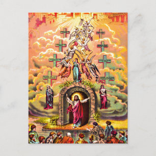 Heaven's gate Jesus embraced by angels Postcard