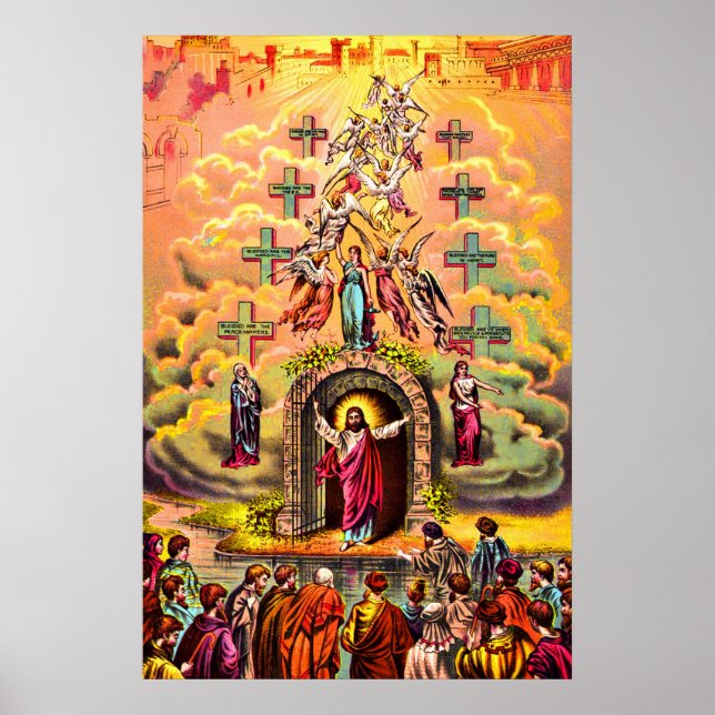 Heaven's gate Jesus embraced by angels Poster (Front)
