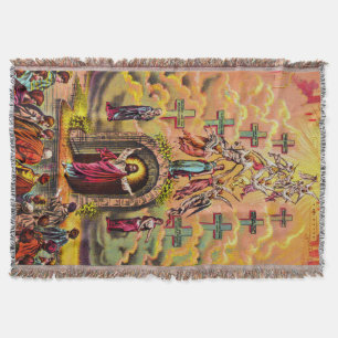 Heaven's gate Jesus embraced by angels Throw Blanket