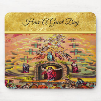 Heaven's Gate with a gold foil texture and Jesus Mouse Mat