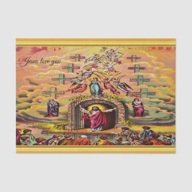 Heaven's Gate with a gold foil texture and Jesus Tissue Paper (Front)