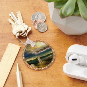 Heavens Welcoming Embrace Jesus at Dusk Key Ring