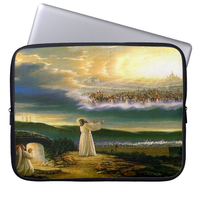 Heavens Welcoming Embrace Jesus at Dusk Laptop Sleeve (Front)