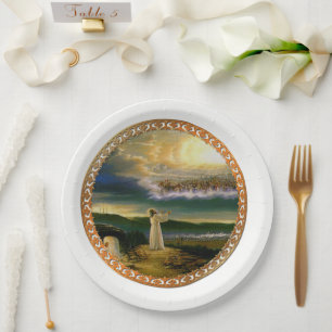 Heavens Welcoming Embrace Jesus at Dusk Paper Plate