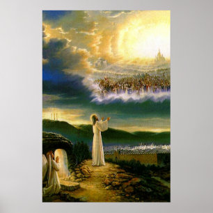Heavens Welcoming Embrace Jesus at Dusk Poster