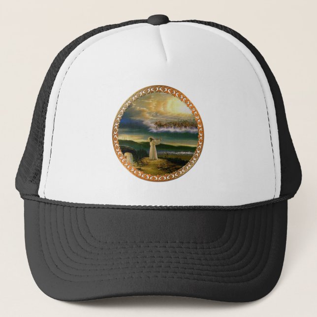 Heavens Welcoming Embrace Jesus at Dusk Trucker Hat (Front)