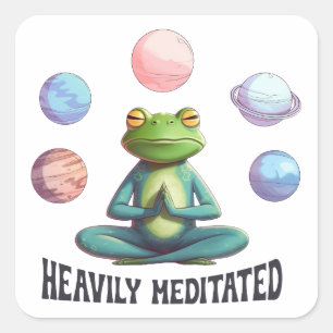 Heavily Meditated Frog Yoga Playful Zen Square Sticker