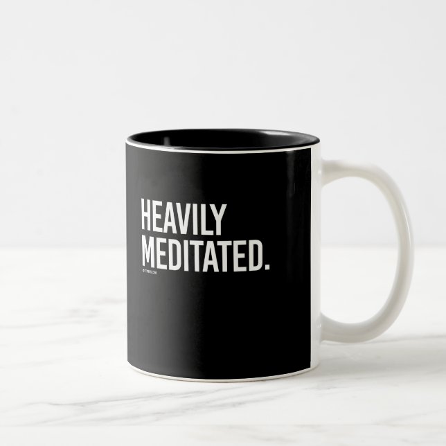 Heavily Meditated -   Yoga Fitness -.png Two-Tone Coffee Mug (Right)