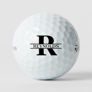 Heavy Bold Monogram and Name Black/Gold ID613 Golf Balls